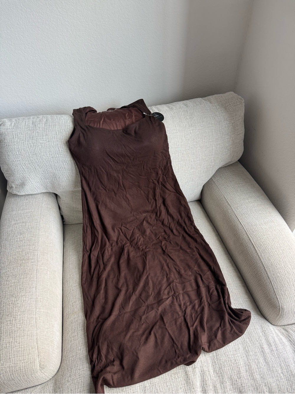 Klassy Network Brown Ribbed midi Dress